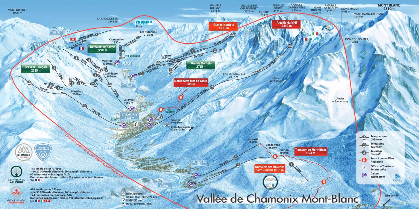 Løypekart Chamonix