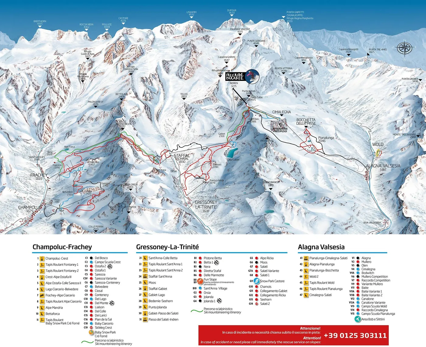 Løypekart over Champoluc