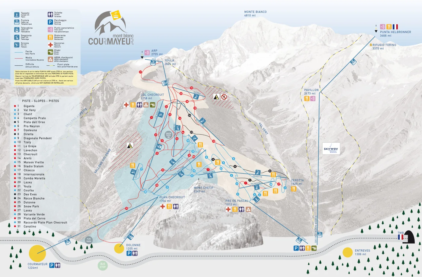 Løypekart Courmayeur