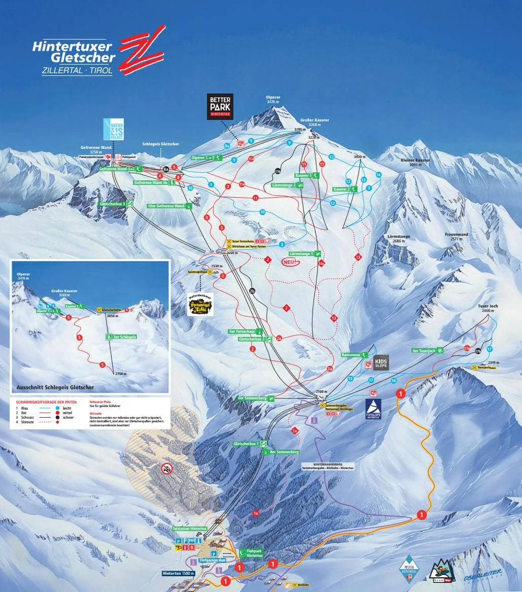 Løypekart over Hintertux