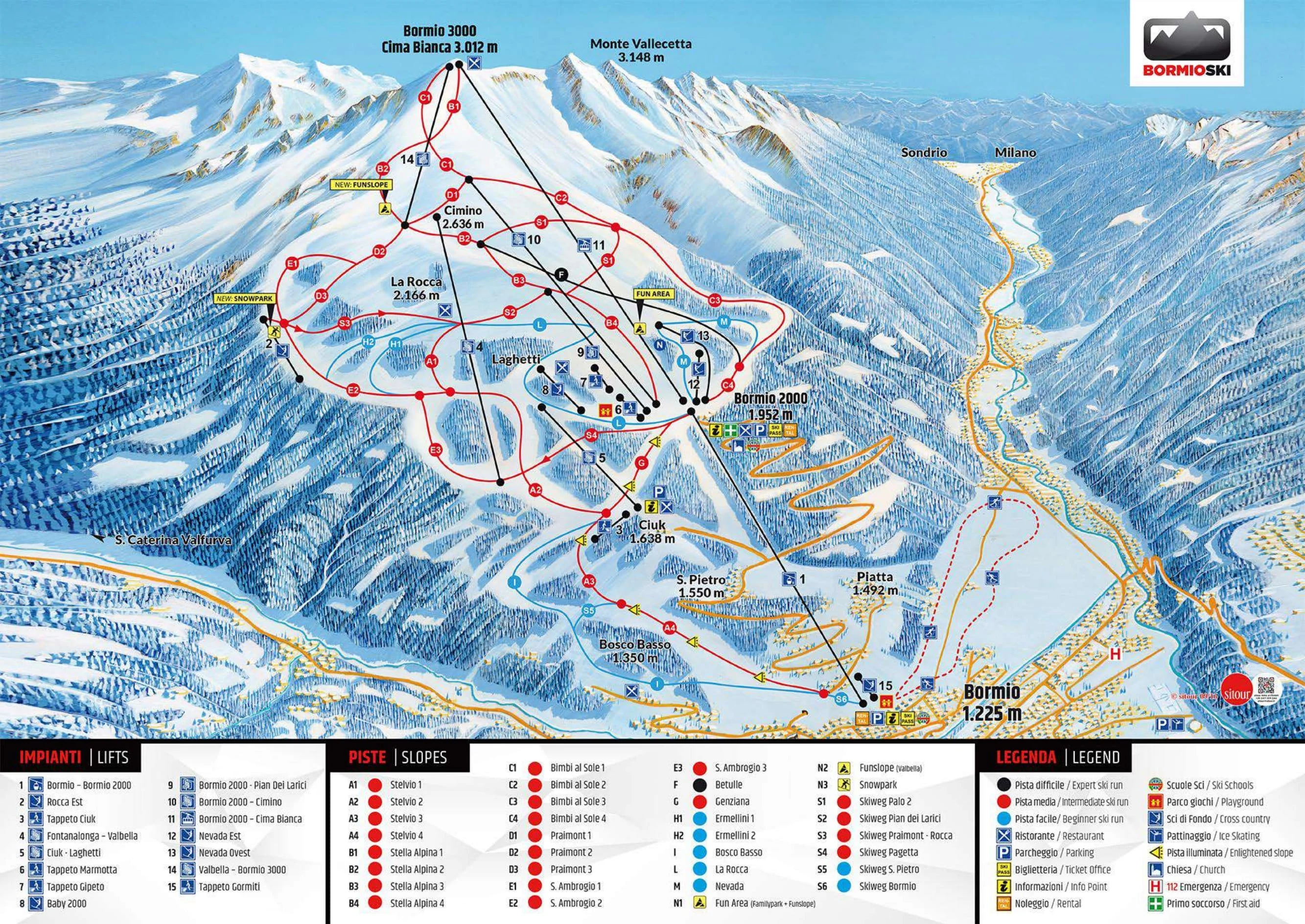 Løypekart over Bormio