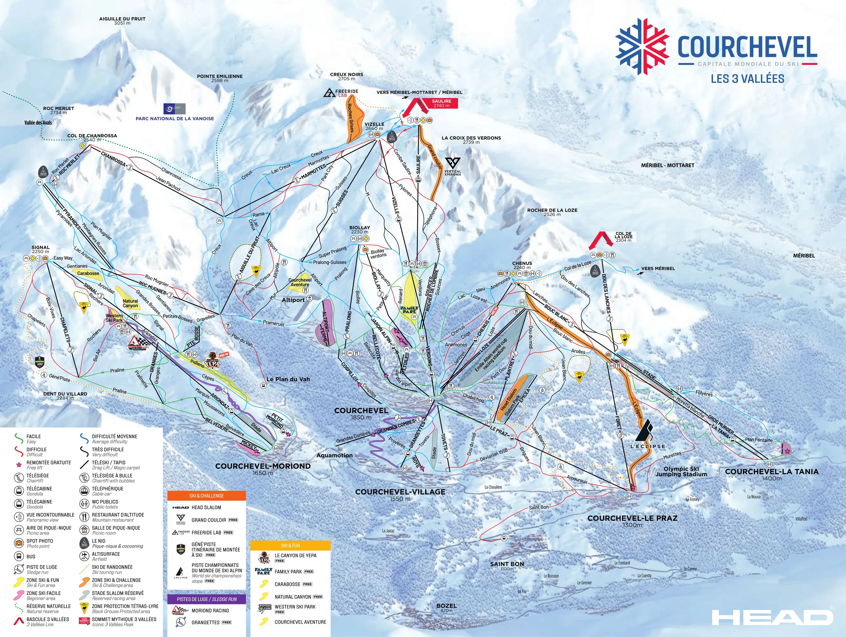 Løypekart over Courchevel