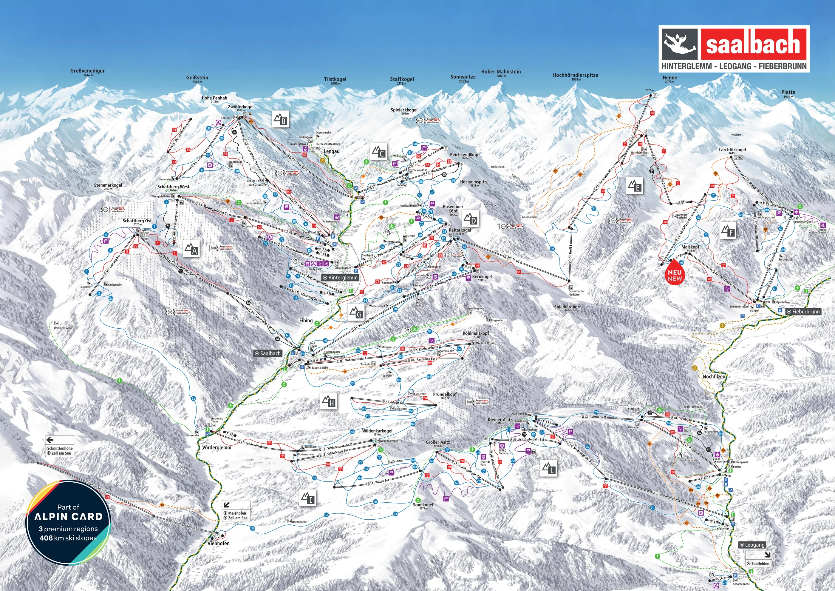 Løypekart over Leogang