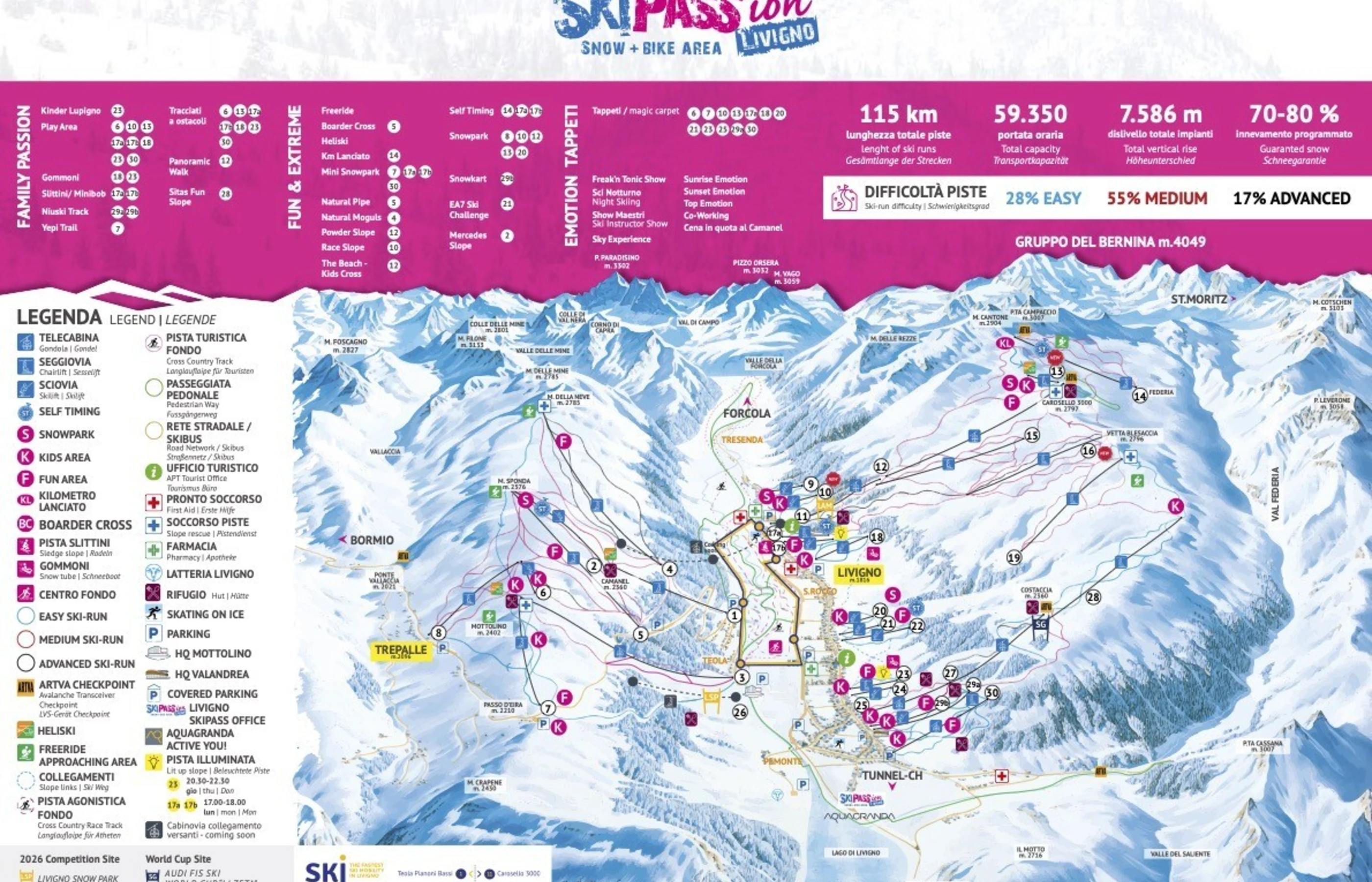 Løypekart over Livigno