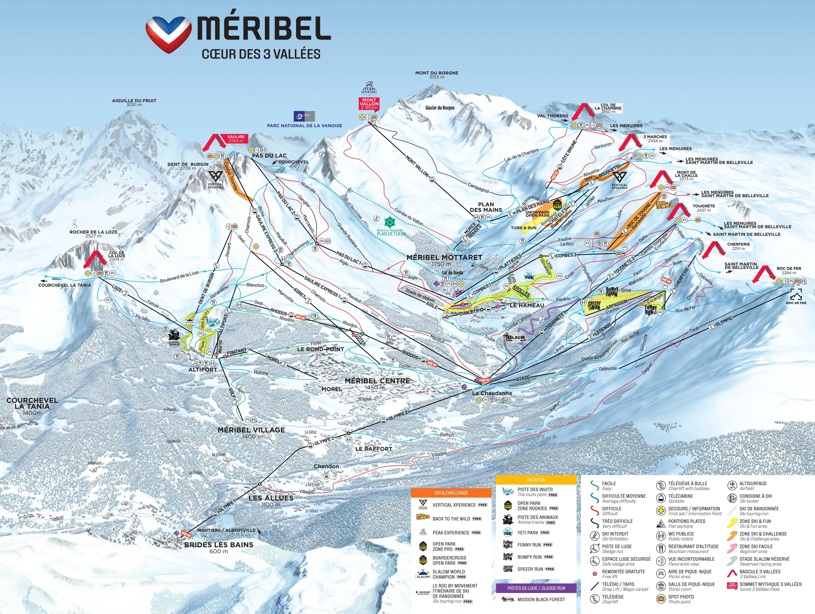 Løypekart over Méribel