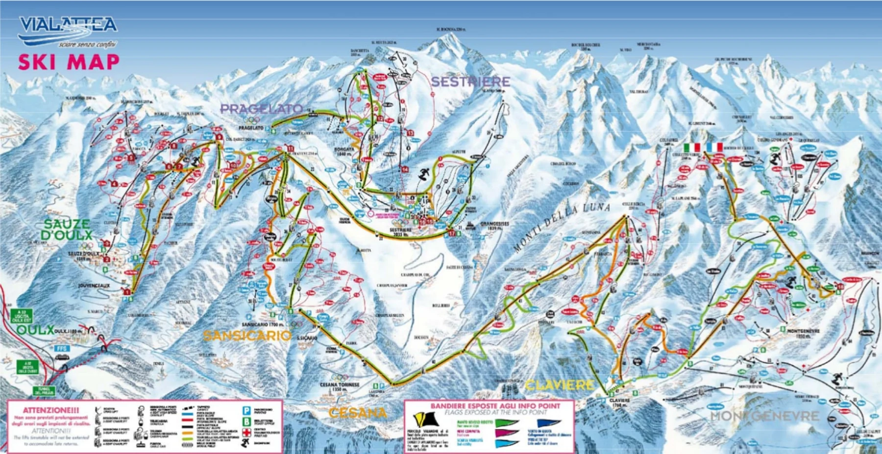 Løypekart over Sestriere