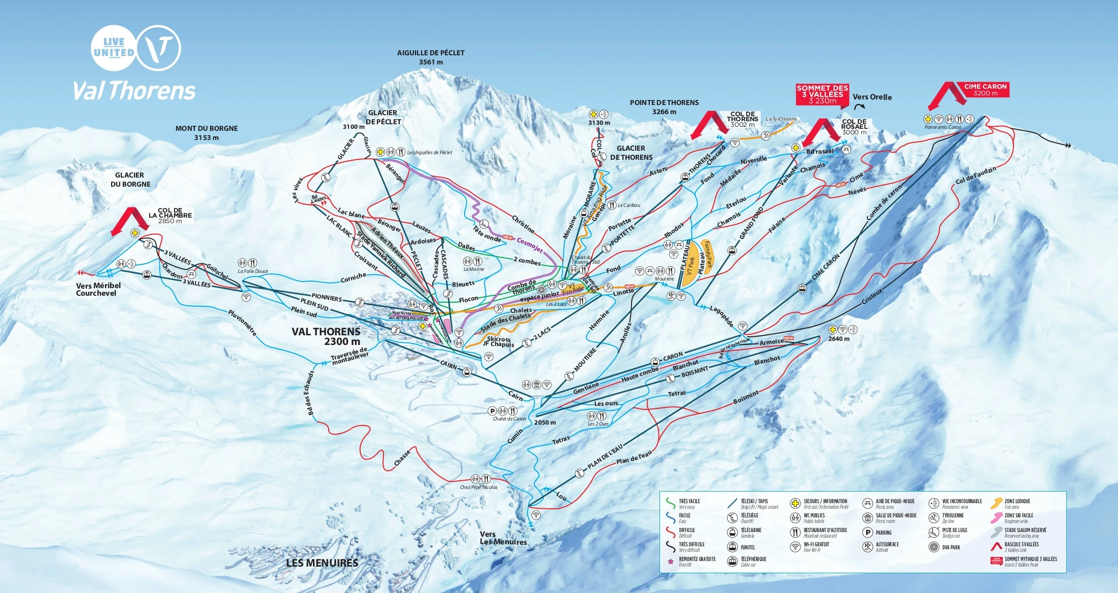 Løypekart over Val Thorens