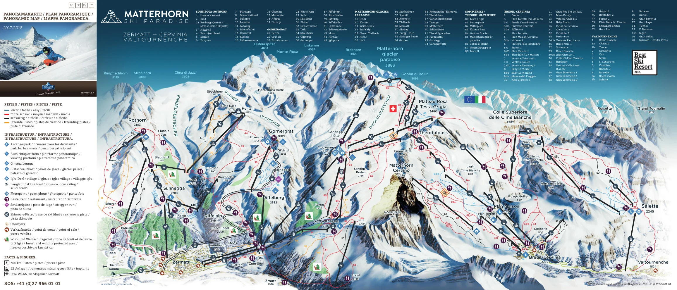 Løypekart over Zermatt