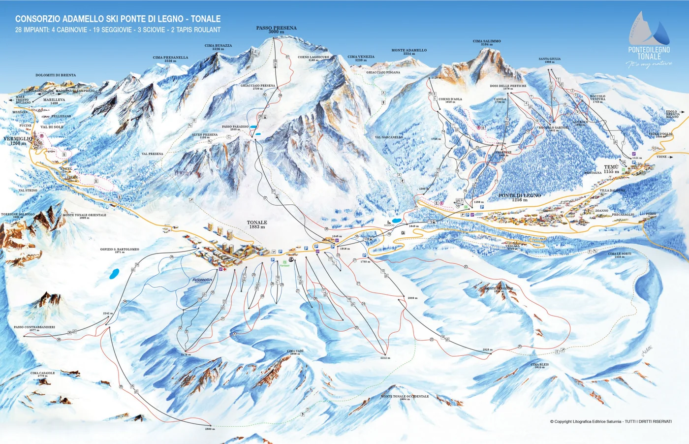 Løypekart Passo Tonale