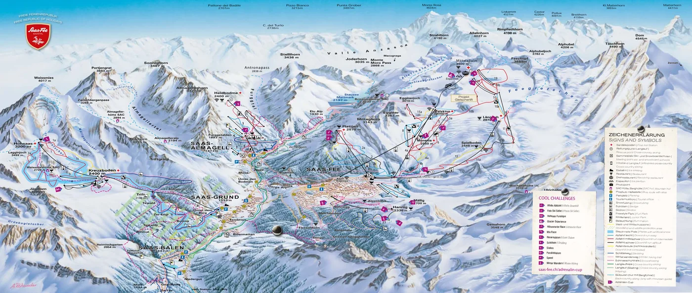 Løypekart Saas-Fee