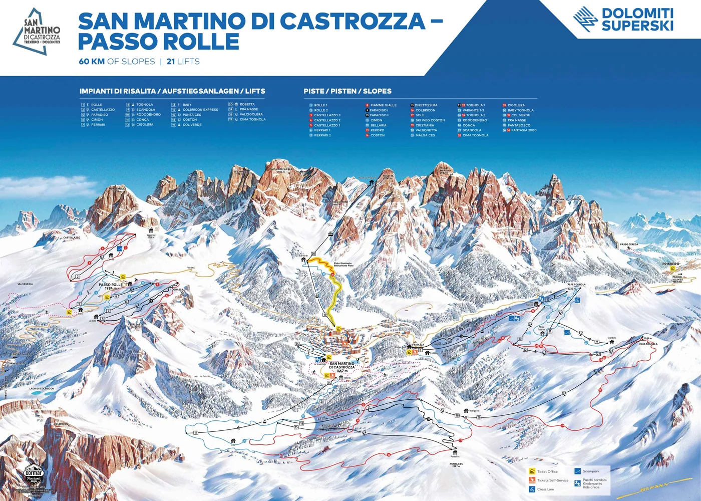 Løypekart San Martino di Castrozza
