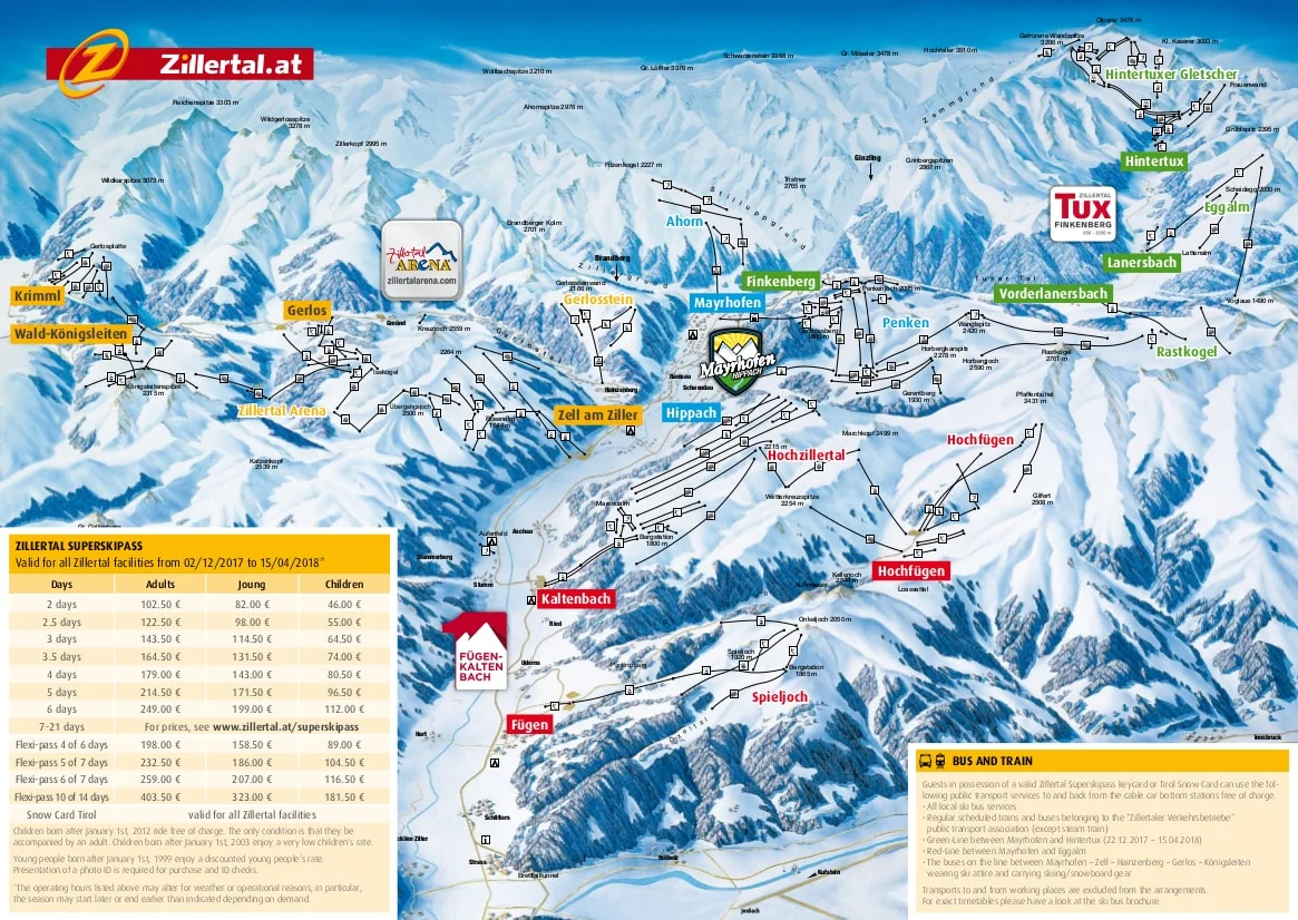 Løypekart Zillertal Arena